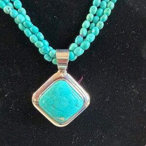 ✨ Jay King Turquoise Multi-Strand Necklace – Sterling Silver Pendant – NEW